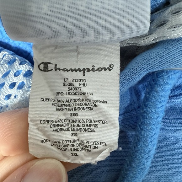 Champion Reverse Weave Hoodie Men's 3XL Blue Mesh Long Sleeve Pullover - Picture 4 of 13